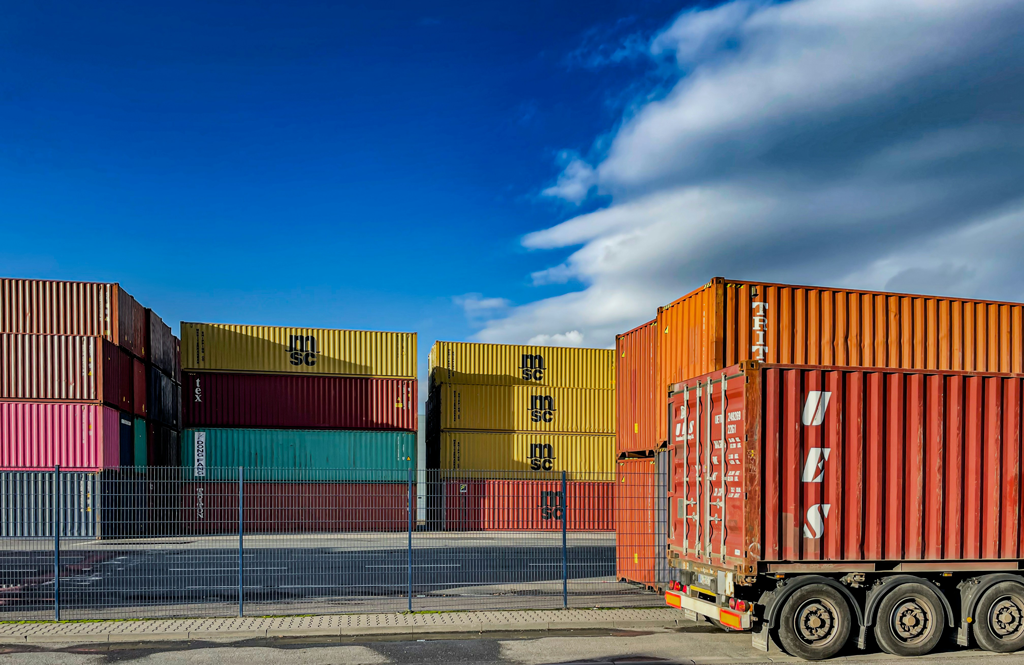 Efficient cargo logistics showcasing global trade operations with containers and freight transportation.